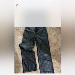 Elegant Black Wide Leg Leather Pants